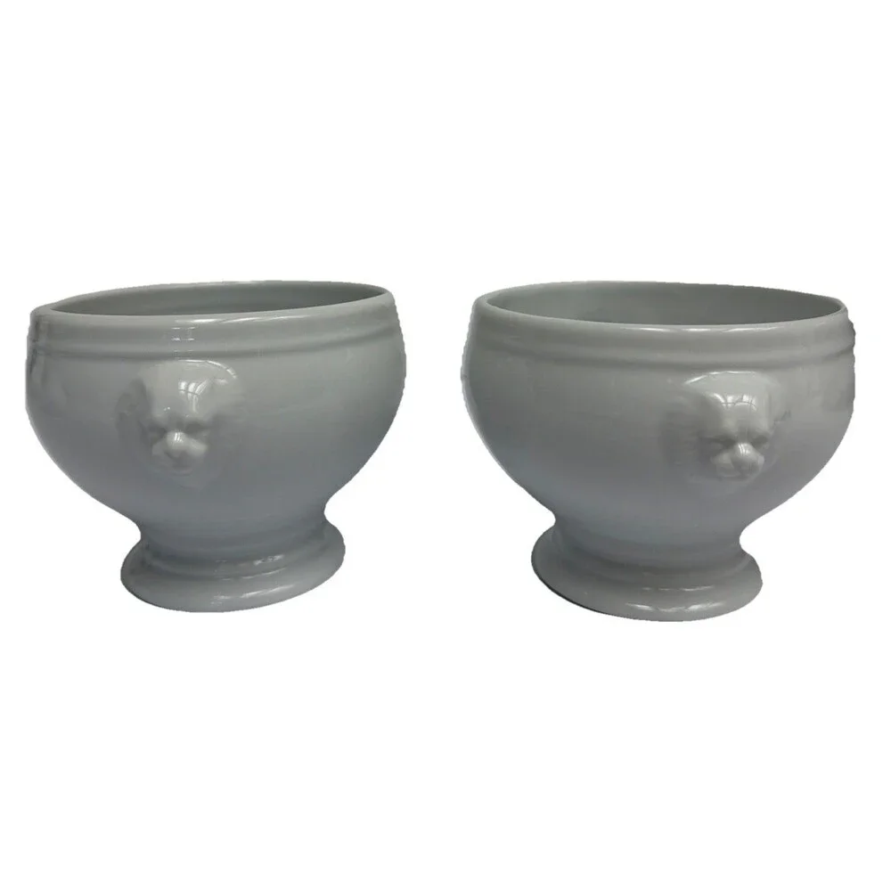 Revol French La Porcelaine Mini Lion Head Bowls White French Country Set of 4